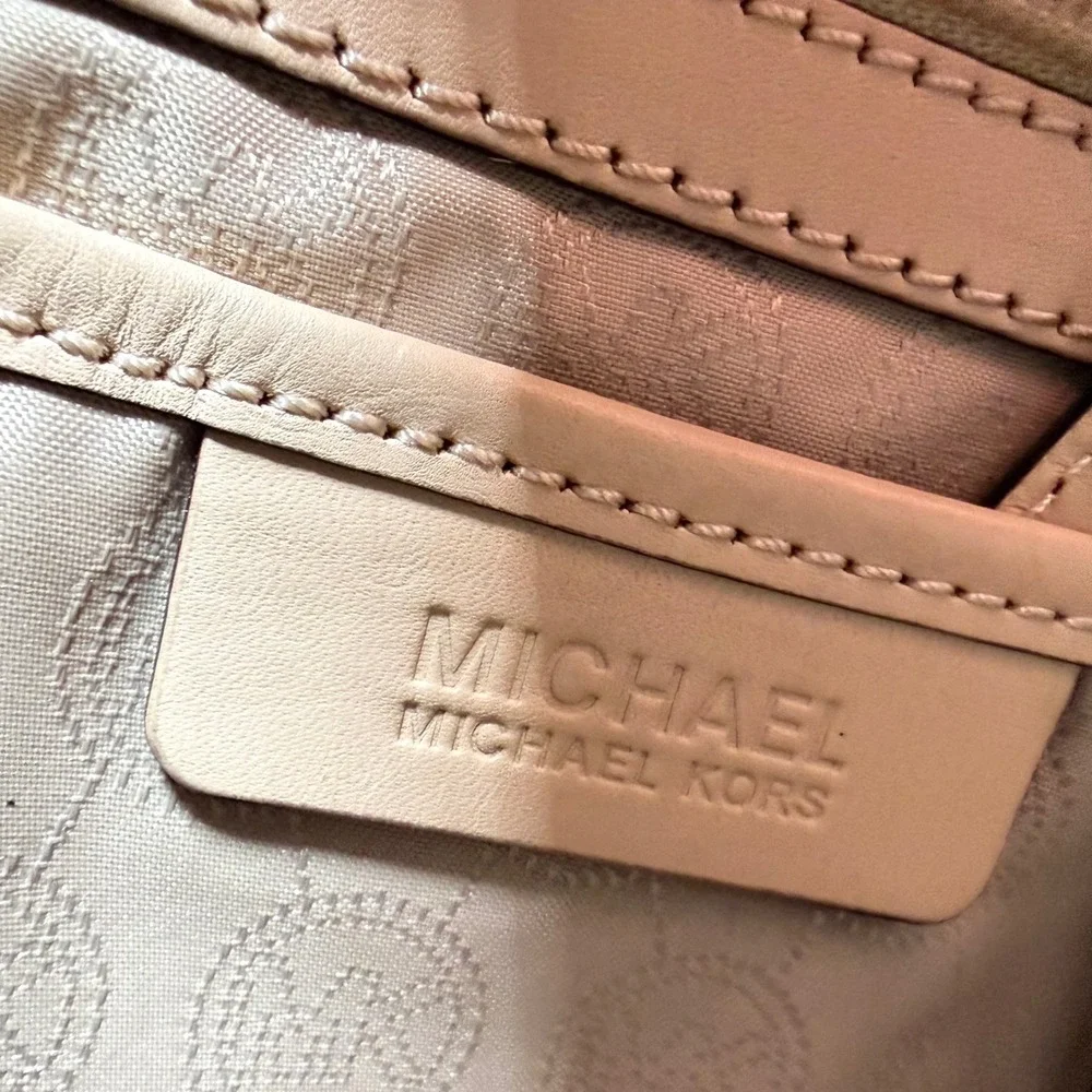 Michael Kors Jet Set Travel Large Messenger Bag Brown Monogram Gold Charm
